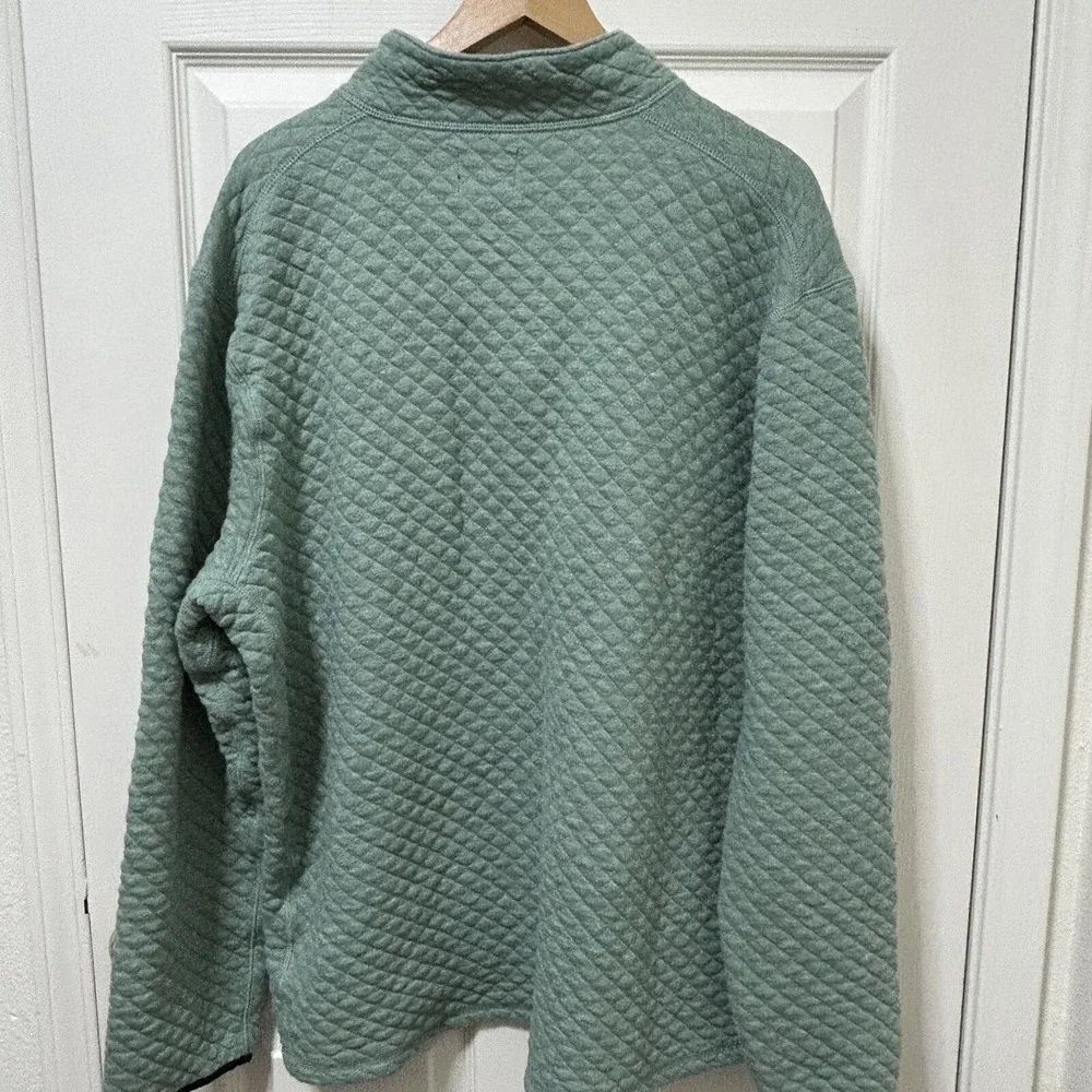 J.Crew Authentic Quilted Quarter Zip Pullover Mens XXL Sage‎ Green 100% Cotton